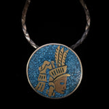 Broche y colgante de latón de cobre turquesa vintage de plata mexicana
