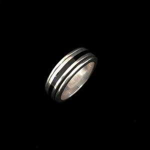 Vintage Mens Silver Black Onyx Ring
