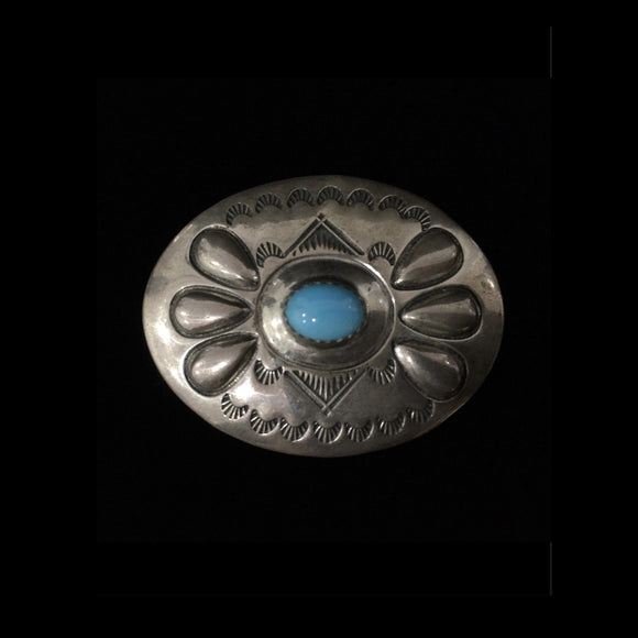 Navajo Native American Vintage Silver Turquoise Brooch