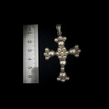 Mexican Silver Vintage Balls Cross Pendant