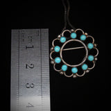 Old Pawn Native American Zuni Snake Eye Turquoise Silver Brooch & Pendant