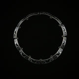 Mexican Silver Vintage Heavy Hallmarked Aztec Black Onyx Necklace