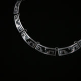 Mexican Silver Vintage Heavy Hallmarked Aztec Black Onyx Necklace