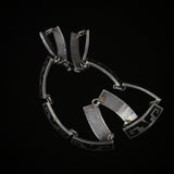 Mexican Silver Vintage Heavy Hallmarked Aztec Black Onyx Necklace