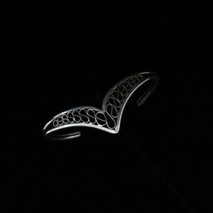 Vintage Silver Scroll Pointed V Shape Bracelet