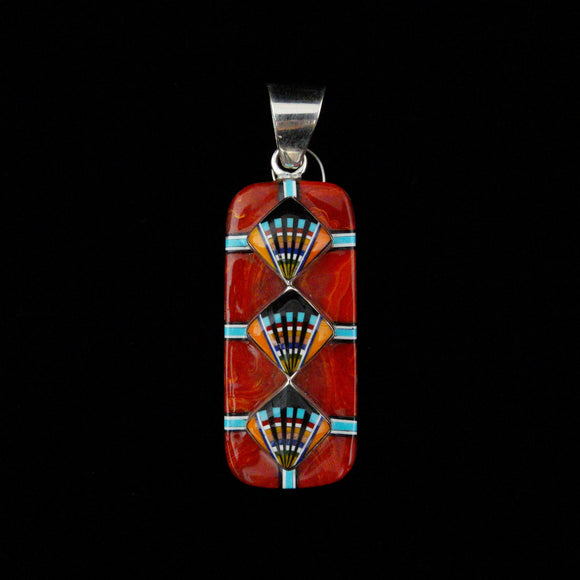 Zuni Native American Sterling Silver Inlay Pendant