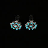 Zuni Old Pawn Native American Snake Eye Turquoise Sterling Silver Clip On Earrings