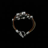Mexican Silver Leather Ball Bracelet