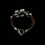 Mexican Silver Leather Ball Bracelet