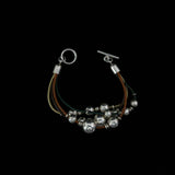 Mexican Silver Leather Ball Bracelet