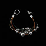 Mexican Silver Leather Ball Bracelet