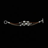 Mexican Silver Leather Ball Bracelet