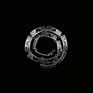 Mexican Silver Vintage Heavy Hallmarked Aztec Black Onyx Necklace