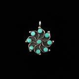 Zuni Vintage Sterling Silver Snake Eye Turquoise Signed Pendant