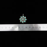 Zuni Vintage Sterling Silver Snake Eye Turquoise Signed Pendant