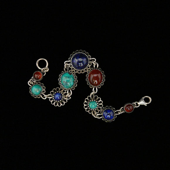 New Sterling Silver Semi-precious Gemstone Bracelet Made in Istrael