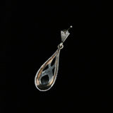 Vintage Sterling Silver Black Onyx Teardrop Marcasite Earrings