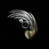 Vintage Modernist Abstract Large Silver Gold Black Onyx Brooch Pendant