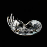 Vintage Modernist Abstract Large Silver Gold Black Onyx Brooch Pendant