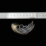 Vintage Modernist Abstract Large Silver Gold Black Onyx Brooch Pendant