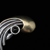 Vintage Modernist Abstract Large Silver Gold Black Onyx Brooch Pendant