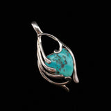 Colgante turquesa de plata de ley SJ 925 con sello de nativos americanos navajos