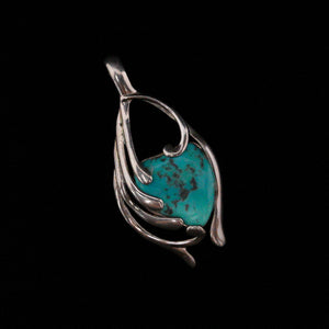 Colgante turquesa de plata de ley SJ 925 con sello de nativos americanos navajos