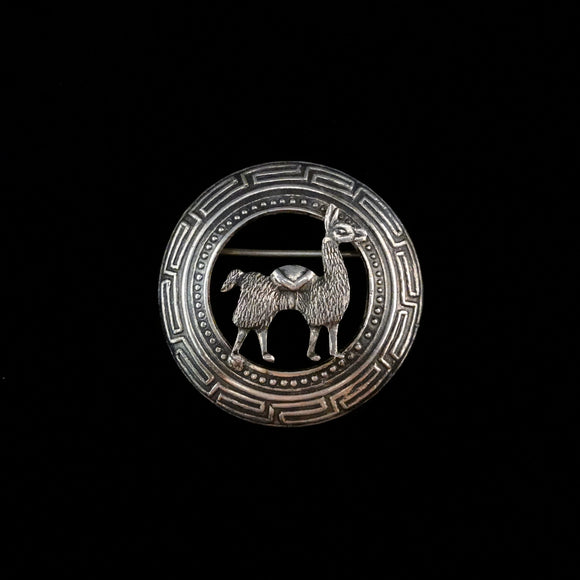Vintage Sterling Silver Llama Peru Brooch