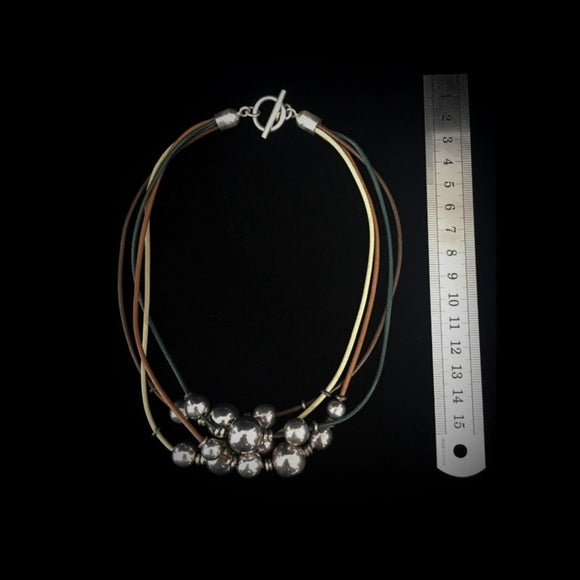 メキシカン シルバー ボール & トグル クラスプ ネックレス