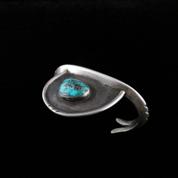 Navajo Native American Old Pawn Sterling Silver Turquoise Mens Cuff Bracelet