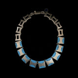 Mexican Silver Vintage Heavy Turquoise Set Bracelet & Necklace