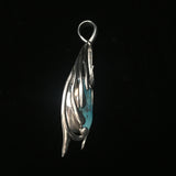 Navajo Native American Hallmarked SJ 925 Sterling Silver Turquoise Pendant