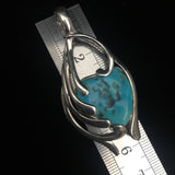 Navajo Native American Hallmarked SJ 925 Sterling Silver Turquoise Pendant