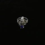 Vintage plata esterlina mago facetado bola de cristal unisex anillo tamaño 6 3/4