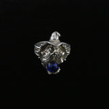 Vintage plata esterlina mago facetado bola de cristal unisex anillo tamaño 6 3/4