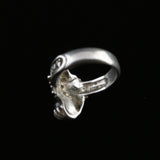 Vintage plata esterlina mago facetado bola de cristal unisex anillo tamaño 6 3/4