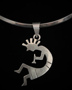 Hopi Native American Silver Kokopelli Pendant