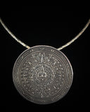 Mexican Silver Vintage Aztec Calendar Brooch & Pendant