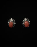 Zuni Native American Silver Coral Earrings