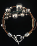 Mexican Silver Leather Ball Bracelet