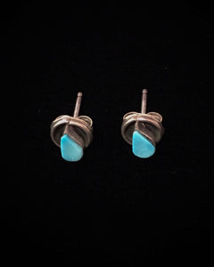 Zuni Native American Silver Turquoise Teardrop Earrings
