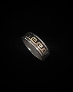 Anillo de banda de oro de 14 K de plata para hombre vintage nativo americano