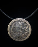 Broche y colgante de guerrero serpiente, dios maya vintage de plata mexicana