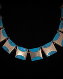 Mexican Silver Vintage Heavy Turquoise Set Bracelet & Necklace
