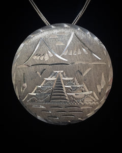Broche y colgante de pirámides vintage de plata mexicana