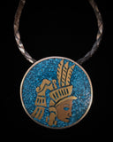 Broche y colgante de latón de cobre turquesa vintage de plata mexicana