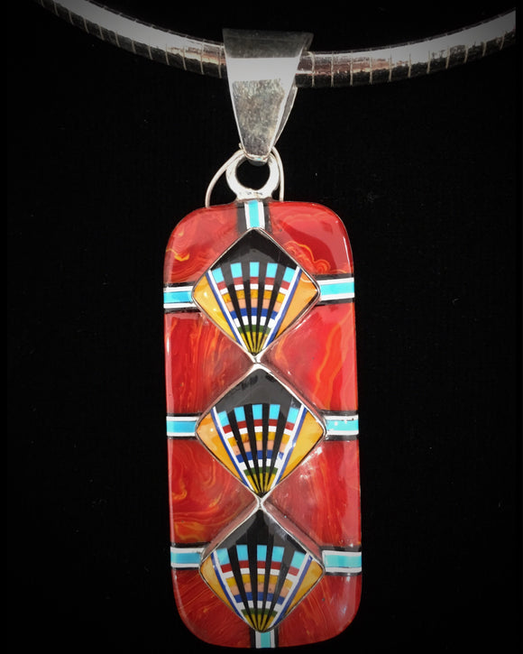 Zuni Native American Silver Inlay Pendant